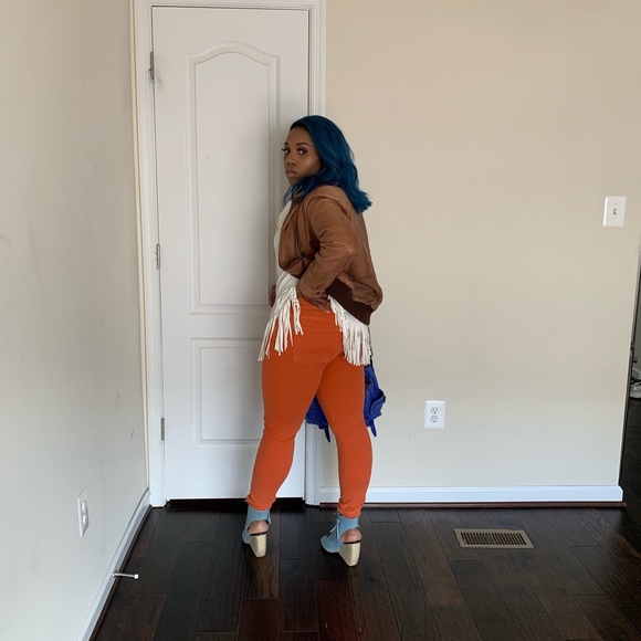 Orange stretch 7 for all man kind jeans - Picture 3 of 8